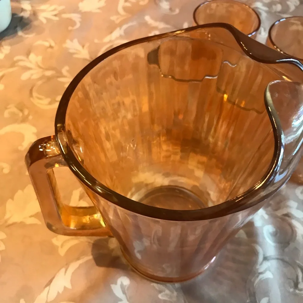 VINTAGE CARNIVAL GLASS IRIDESCENT PITCHER - Picture 5 of 14